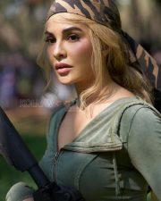 Welcome to the Jungle Actress Jacqueline Fernandez in a Military Green Outfit Photos 04