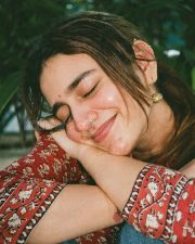 Winsome Actress Priya Prakash Varrier in a Red Block Print Kurta Photos 02 Winsome Actress Priya Prakash Varrier in a Red Block Print Kurta Photos 02