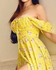 Actress Mouni Roy Sexy Yellow Dress Photoshoot Stills