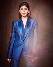 Actress Sanjana Sanghi in a Blue Formal Dress Pictures 01