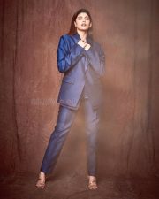 Actress Sanjana Sanghi in a Blue Formal Dress Pictures 06