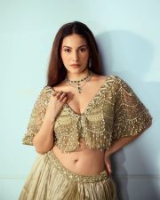 Attractive Amyra Dastur in a Light Green Lehenga with a Shimmering Skirt Photos 01