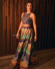 Beautiful Amyra Dastur in a Multi Color Silk Mehvish Flower Pattern Sharara and Blouse Set Photos 04