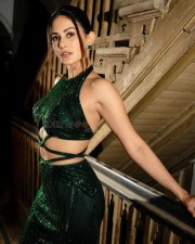 Beautiful Amyra Dastur in an Emerald Green Cut Out Gown Photos 01