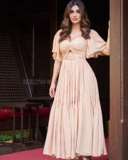 Beautiful Mouni Roy in a Beige Frock Photos 01 Beautiful Mouni Roy in a Beige Frock Photos 01