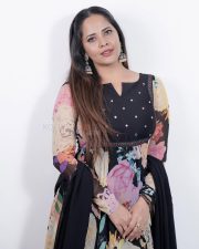Best Telugu Supporting Actress Anasuya Bharadwaj in a Floral Printed Anarkali Suit Photos 03