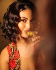 Breathtaking Amyra Dastur in a Sexy Thigh Slit Floral Cleavage Dress Photos 02