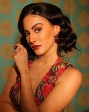 Breathtaking Amyra Dastur in a Sexy Thigh Slit Floral Cleavage Dress Photos 03