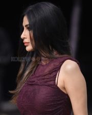 Captivating Actress Mouni Roy in a Dark Maroon Lace Dress Photos 02