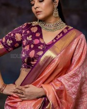 Celebrity Anusuya Bharadwaj in a Banarasi Silk Saree Photos 03