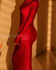 Classy Nimrat Kaur in a Red Bodycon Dress Photos 02