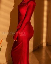 Classy Nimrat Kaur in a Red Bodycon Dress Photos 02