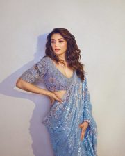 Dazzling Hansika Motwani in a Frosted Blue Sequin Saree with a Matching Crystal Blouse Pictures 04
