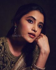 Dazzling Priyanka Mohan in a Traditional Diwali Saree Photos 03
