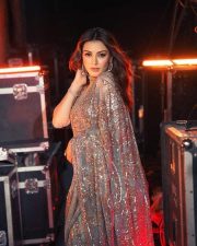 Elegant Hansika Motwani in a Rimple and Harpreet Embellished Saree with an Hand Embroidered Sleeveless Blouse Pictures 04