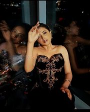 Elegant Priyanka Mohan in a Black Strapless Embroidered Gown Pictures 03