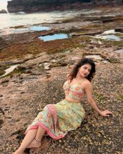Enchanting Actress Iswarya Menon in a Mint Floral Crop Top and Maxi Skirt Photos 04 Enchanting Actress Iswarya Menon in a Mint Floral Crop Top and Maxi Skirt Photos 04