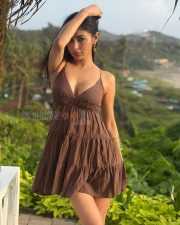 Enchanting Actress Mouni Roy in a Brown Strapless Mini Dress Photos 04
