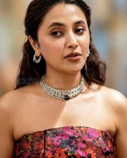 Enchanting Actress Priyanka Mohan in a Red Floral Strapless Dress Photos 02