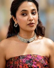 Enchanting Actress Priyanka Mohan in a Red Floral Strapless Dress Photos 02