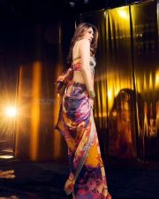 Eye Catching Hansika Motwani in a Vibrant Printed Saree with a Sequined Sleeveless Blouse Photos 01