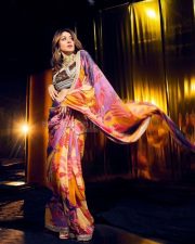 Eye Catching Hansika Motwani in a Vibrant Printed Saree with a Sequined Sleeveless Blouse Photos 02