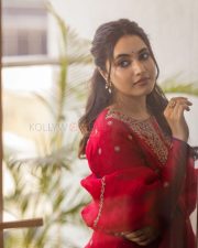 Festive Actress Priyanka Mohan in a Red Embroidered Kurta Photos 01 Festive Actress Priyanka Mohan in a Red Embroidered Kurta Photos 01