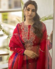 Festive Actress Priyanka Mohan in a Red Embroidered Kurta Photos 03 Festive Actress Priyanka Mohan in a Red Embroidered Kurta Photos 03