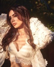 Glam Khushi Kapoor in a White Lace Bustier with a Floral Skirt Photos 03