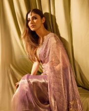Glam Mouni Roy in a Lavender Tissue Silk Saree for Diwali Pictures 03