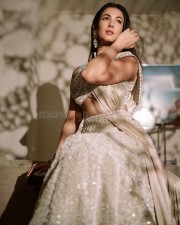 Glamorous Sonal Chauhan in an Embroidered Ivory Lehenga and Blouse Photos 04