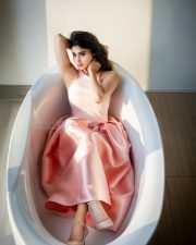 Gorgeous Mouni Roy in a Pink Ribbed Top with a Pink Taffeta Skirt Pictures 01