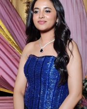 Gorgeous Priyanka Arul Mohan in a Strapless Blue Corset Top with Matching Skirt at Zee Apsara Awards Event Photos 03