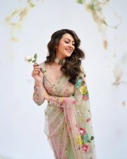 Graceful Hansika Motwani in a Pastel Green Floral Embroidered Saree with a Matching Full Sleeve Blouse Photos 08 Graceful Hansika Motwani in a Pastel Green Floral Embroidered Saree with a Matching Full Sleeve Blouse Photos 08