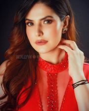 Hot Actress Zareen Khan in Red Gown Photos 01