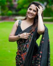 Hot Anasuya Bharadwaj in Black Floral Saree Photos 01 Hot Anasuya Bharadwaj in Black Floral Saree Photos 01