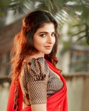 Iswarya Menon in Red Half Saree Photos 02 Iswarya Menon in Red Half Saree Photos 02