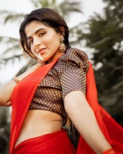 Iswarya Menon in Red Half Saree Photos 03 Iswarya Menon in Red Half Saree Photos 03