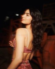 Loveyapa Actress Khushi Kapoor in a Two Piece Lehenga with a Heart Shaped Blouse Pictures 01