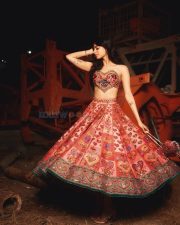 Loveyapa Actress Khushi Kapoor in a Two Piece Lehenga with a Heart Shaped Blouse Pictures 05