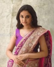 Luminous Actress Priyanka Mohan in a Purple Embroidered Saree Photos 04 Luminous Actress Priyanka Mohan in a Purple Embroidered Saree Photos 04