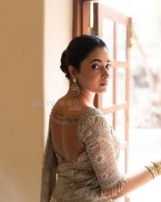 Made in Korea Actress Priyank Mohan in an Embroidered Silver Saree with Matching Blouse Photos 02