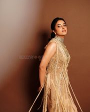 Made in Korea Actress Priyanka Mohan in a Sleeveless Golden Embellished Dress Photos 01