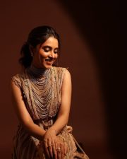 Made in Korea Actress Priyanka Mohan in a Sleeveless Golden Embellished Dress Photos 02
