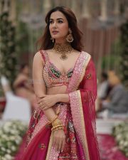 Magnificent Sonal Chauhan Cleavage in a Pink Embroidered Lehenga Photos 02