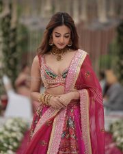 Magnificent Sonal Chauhan Cleavage in a Pink Embroidered Lehenga Photos 04