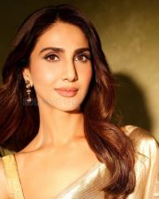 Magnificient Vaani Kapoor in a Golden Silk Saree Photos 02