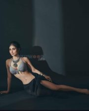 Mesmerizing Actress Mouni Roy in a Gold Chain Embellished Gown Photos 01