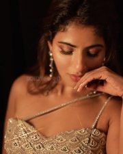 Monsoon Mangoes Actress Iswarya Menon in a Silver Hand Embroidered Bustier Crop Top with a Matching Mini Skirt Pictures 01