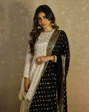 Mouni Roy in a White and Black Traditional Salwar Photos 01 Mouni Roy in a White and Black Traditional Salwar Photos 01